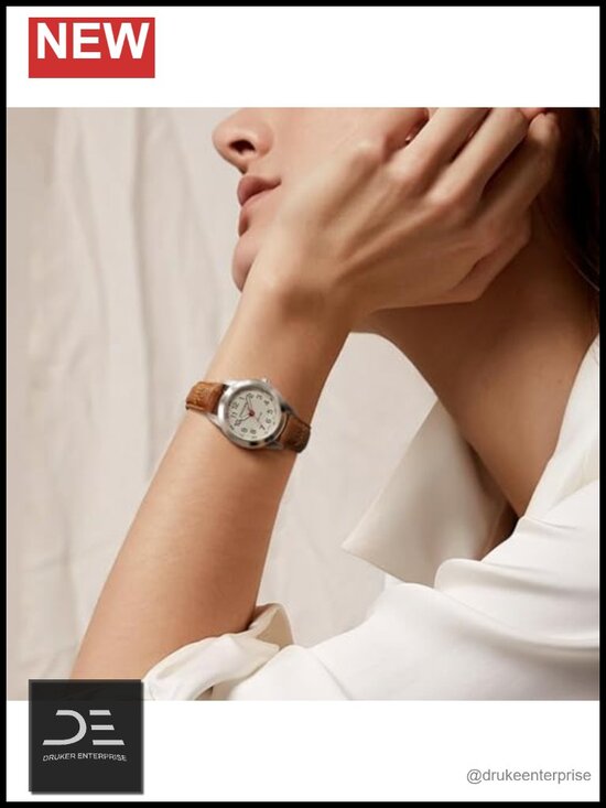 Slim Minimalist Quartz Analog Watch, Gold-Tone Case with Leather Strap, Elegant main image 4